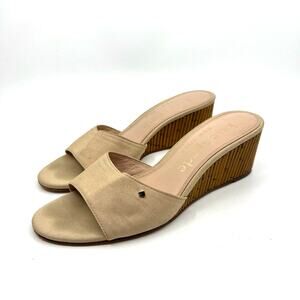 Kate Spade Linen and Bamboo Wedge Sandals Women's 7.5 US